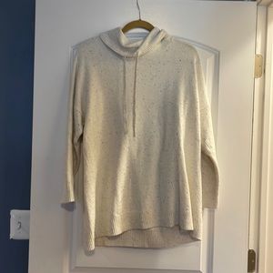 Pure J Jill xl drawstring high collar white with black dots sweater